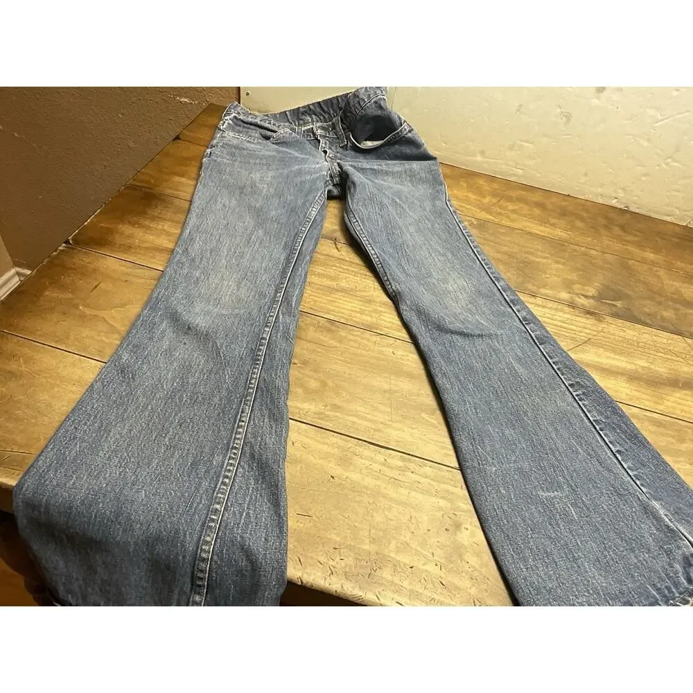 Vintage Levi’s 684 Orange Tab Bell Bottom Jeans 28x30 USA 70s Flare Distressed